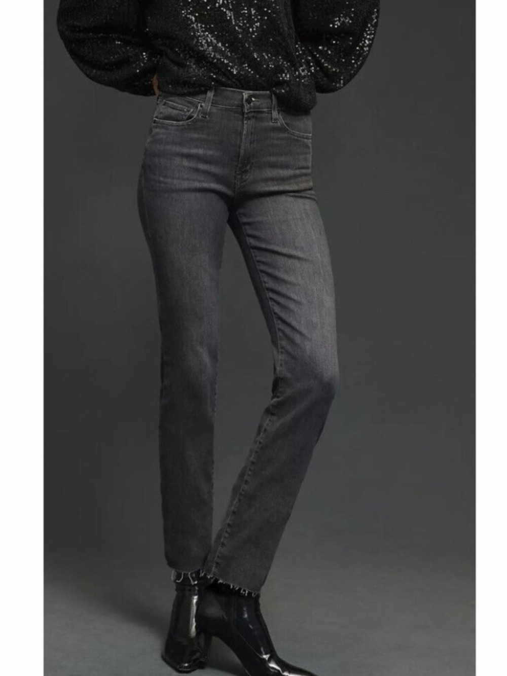 EDWIN Bree Black Wash Straight Leg Frayed Hem Denim Jeans Size 27